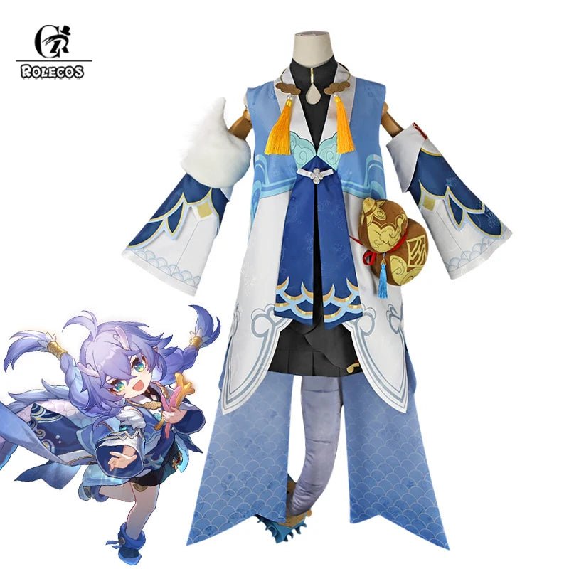Costume Cosplay Bailu de Honkai Star Rail Design Écailles de Poisson Robe Femme pour Halloween Carnaval Fête avec Queue