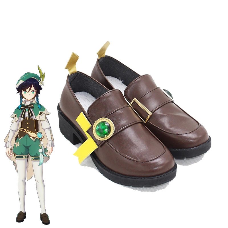 Chaussures Cosplay Venti Genshin Impact Barbatos en Cuir Hautes Talons pour Cosplay Halloween