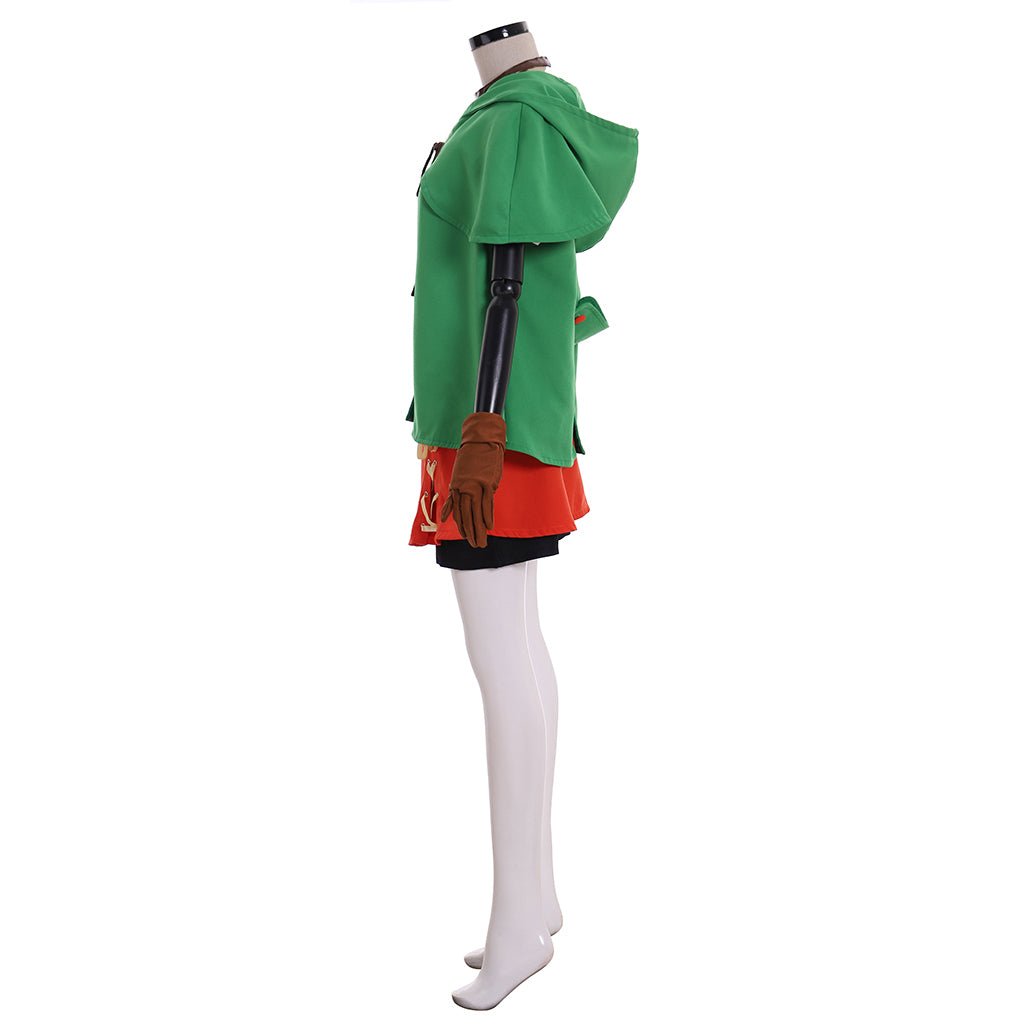 Costume Cosplay Linkle Elfe Ensemble Complet avec Cape Verte, Chemise, Pantalon et Jupe