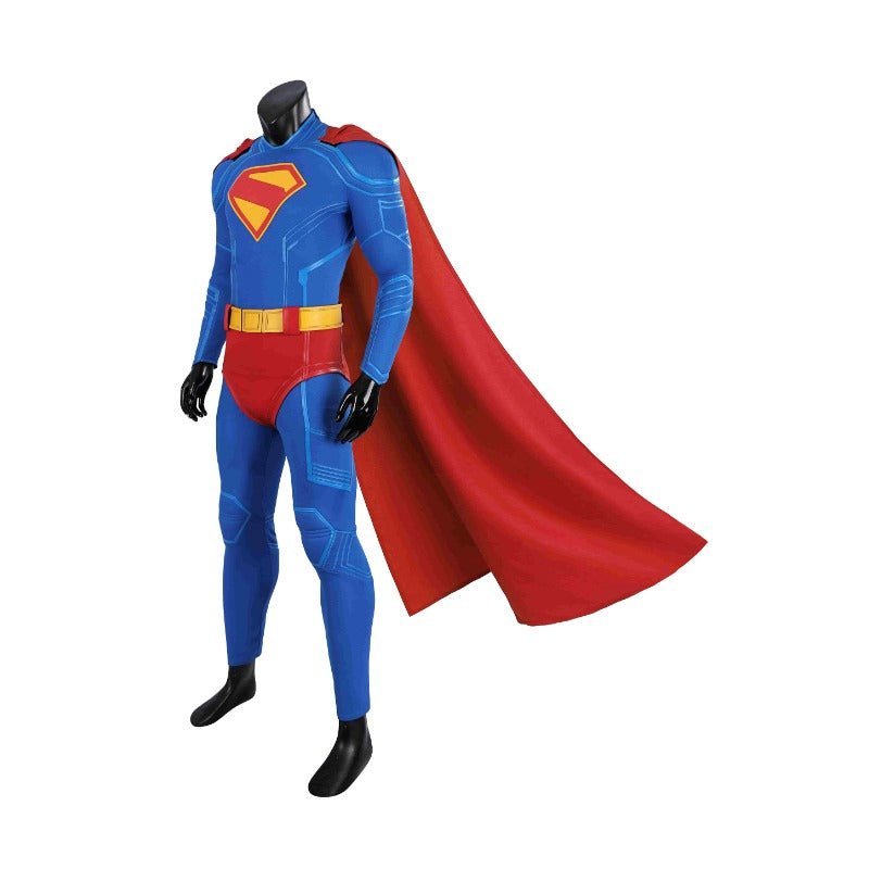 Costume Cosplay Superhero Legacy Clark Kent - Combinaison Zentai Bleue avec Cape Rouge