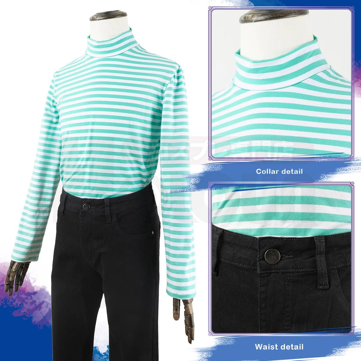 Costume Cosplay Rin Itoshi Blue Lock - Perruque, Veste en Cuir Synthétique, T-Shirt en Coton