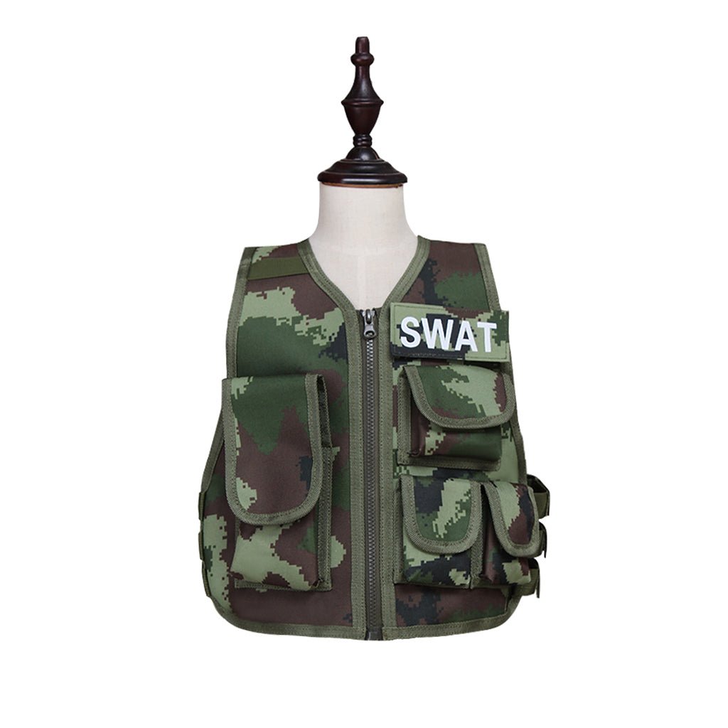 Gilet tactique Airsoft pour enfants, Veste de chasse camouflage, Costume cosplay tactique, Gilet de sniper pour jeux de guerre CS