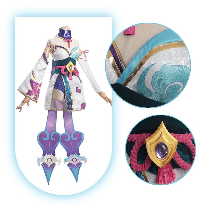 Costume Cosplay Evelynn Spirit Blossom LOL - Robe Kimono Femme Ensemble Complet avec Coiffe