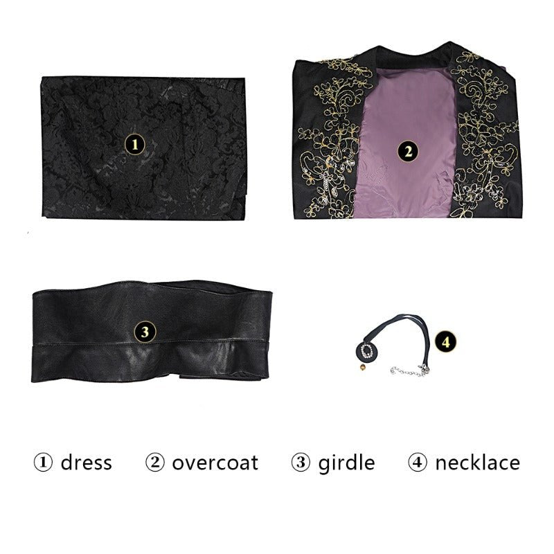 Costume Cosplay Yennefer Ensemble Complet Robe Manteau Perruque Jupe pour Halloween Jeu de Rôle