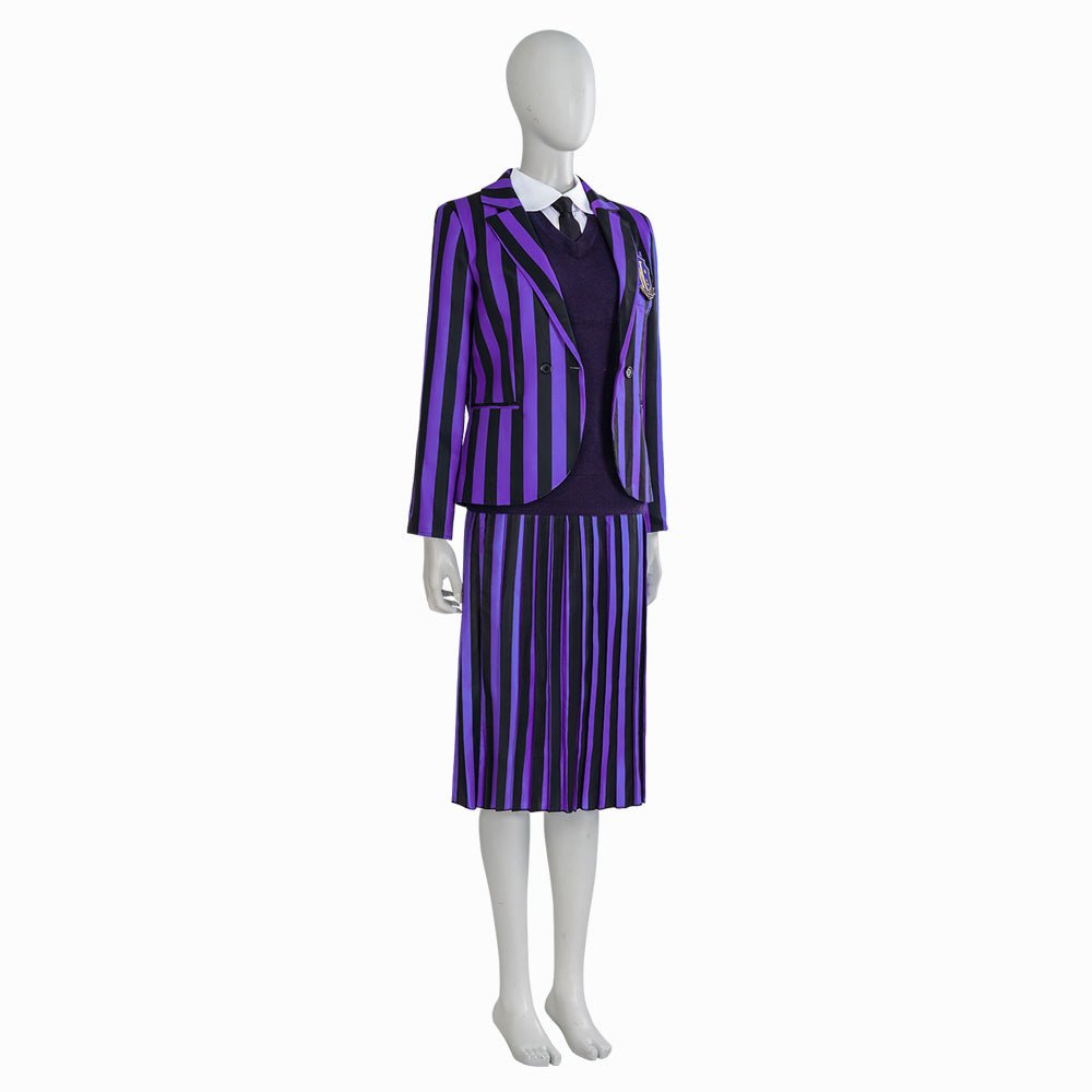 Costume Cosplay Mercredi Addams - Uniforme Scolaire Gothique pour Anime, Fête et Halloween