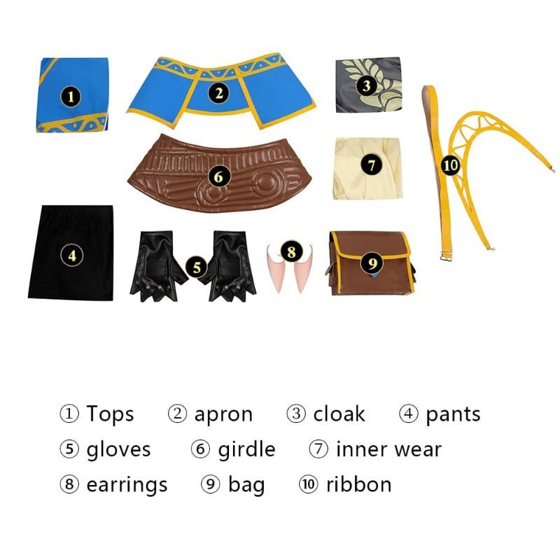 Costume Cosplay Princesse Zelda Bleu - La Légende de Zelda : Le Souffle de la Nature pour Halloween & Événements