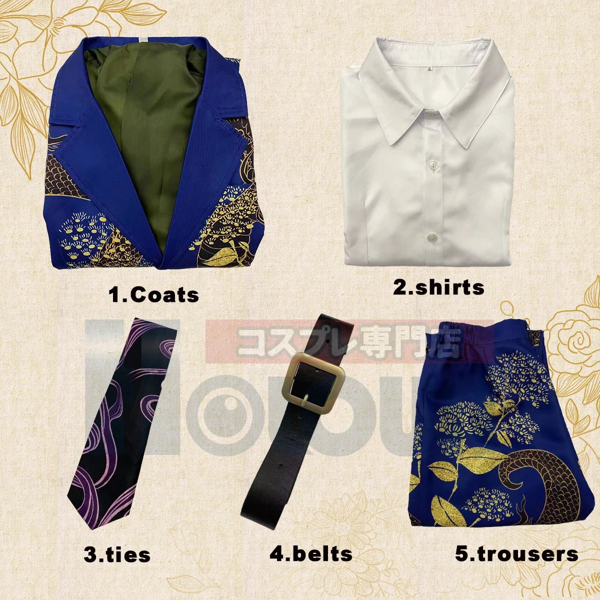 Costume Cosplay Draken Tokyo Revengers - Manteau Dragon Bleu 5 Pièces - Cadeau Anime Halloween