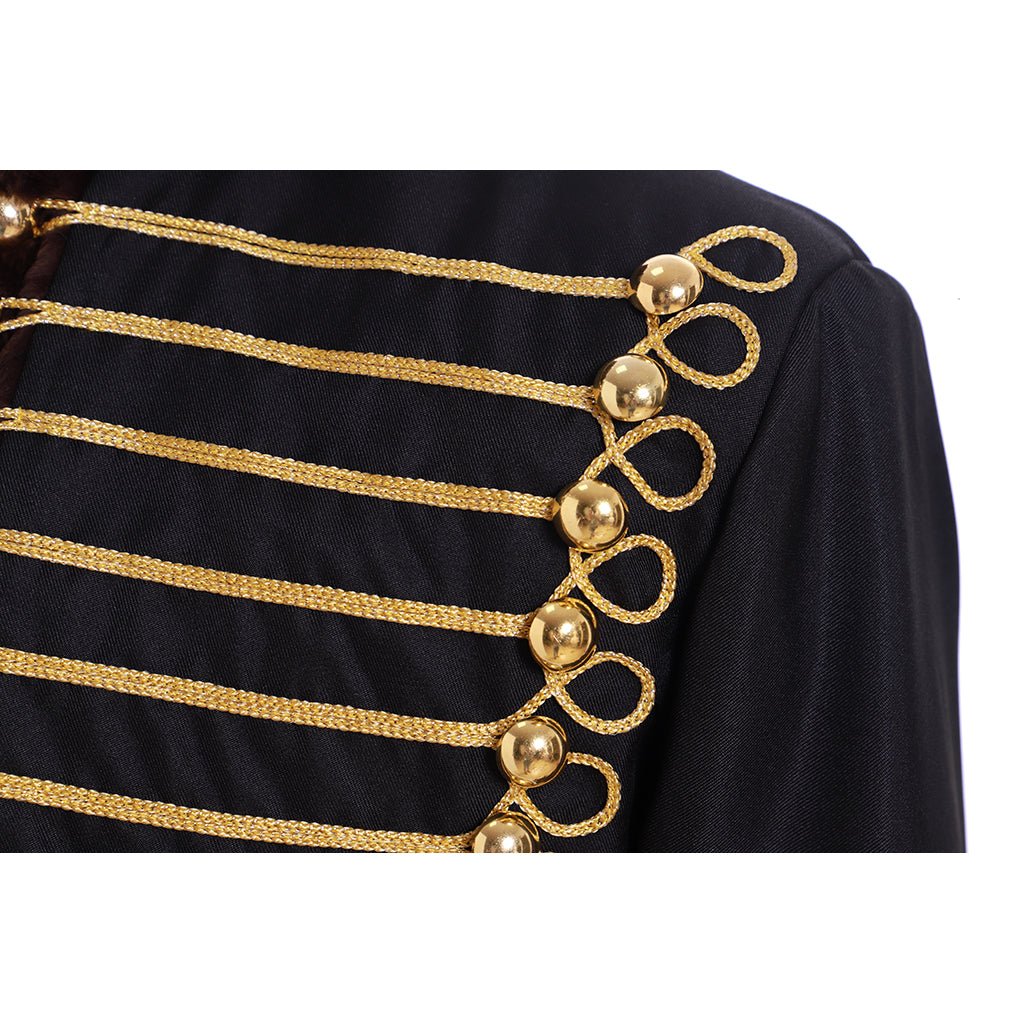 Veste Tudor Homme du 18e Siècle - Noir et Or à Double Boutonnage pour Cosplay Médiéval