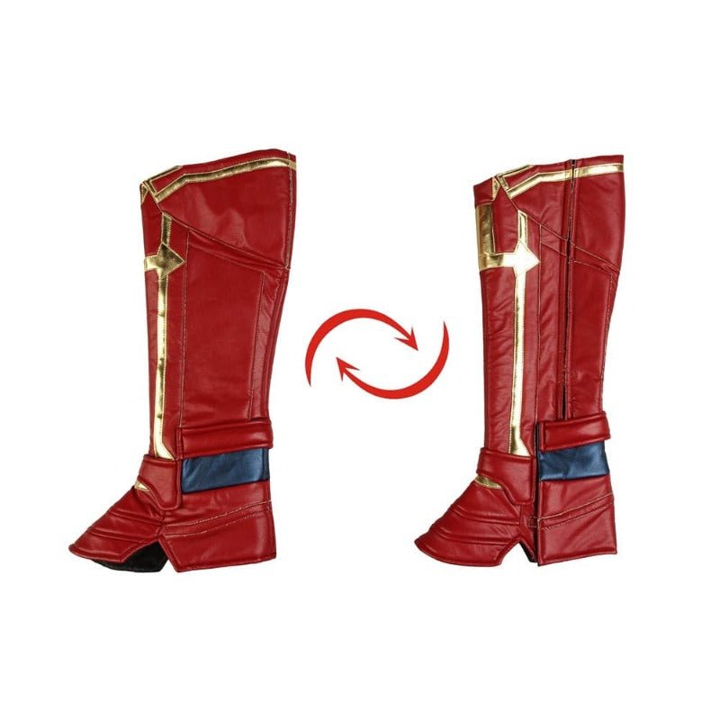 Costume Cosplay Captain Marvel Bleu Métallique Cuir PU – Parfait pour les Fans de Marvel