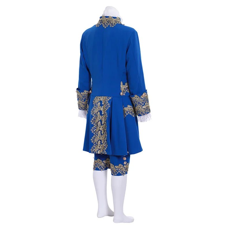 Costume Homme Rococo Bleu du 18ème Siècle - Costume Britannique Colonial pour Reconstitutions et Cosplay