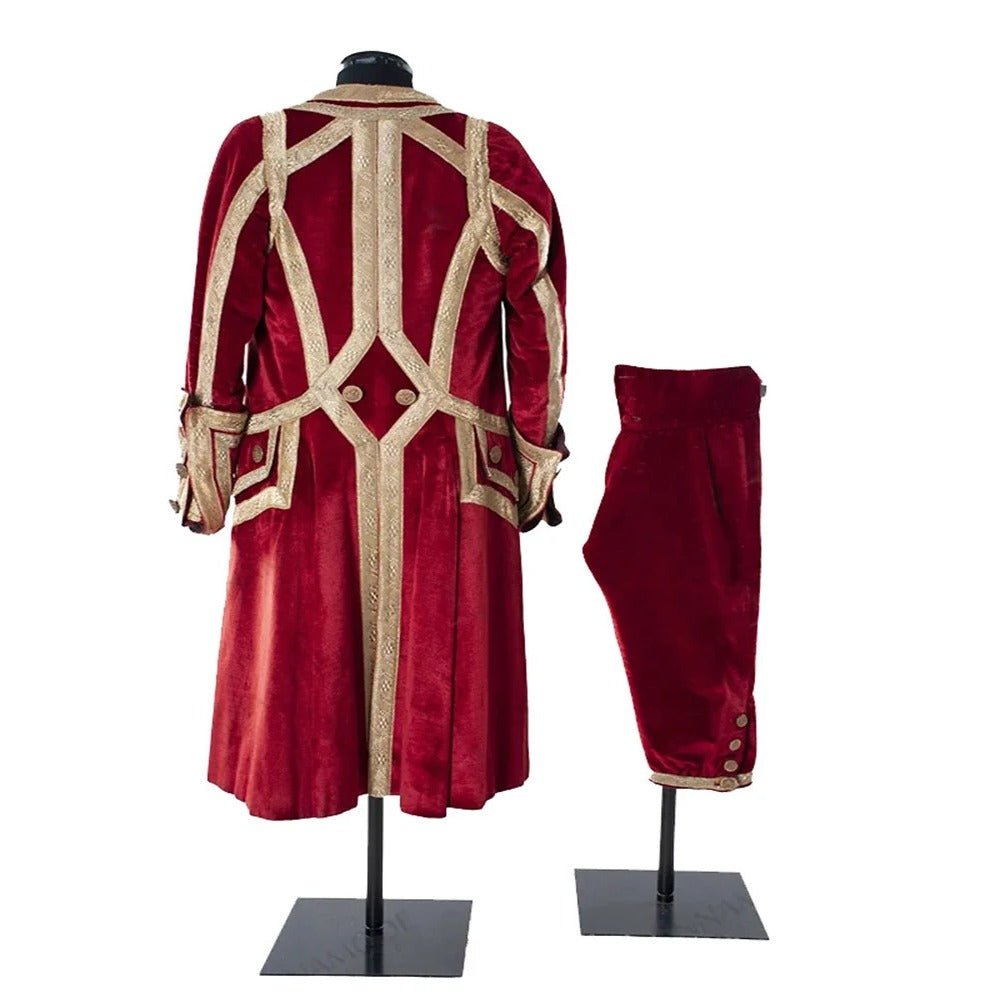 Costume de Roi Prince Tudor des années 1730 - Costume Noble Rococo en Velours Rouge | Uniforme Colonial pour Hommes