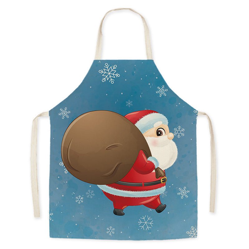 Tablier de cuisine imitation chanvre Santa Claus pour adultes, résistant aux taches et à l'huile, vêtements de travail pour hommes et femmes