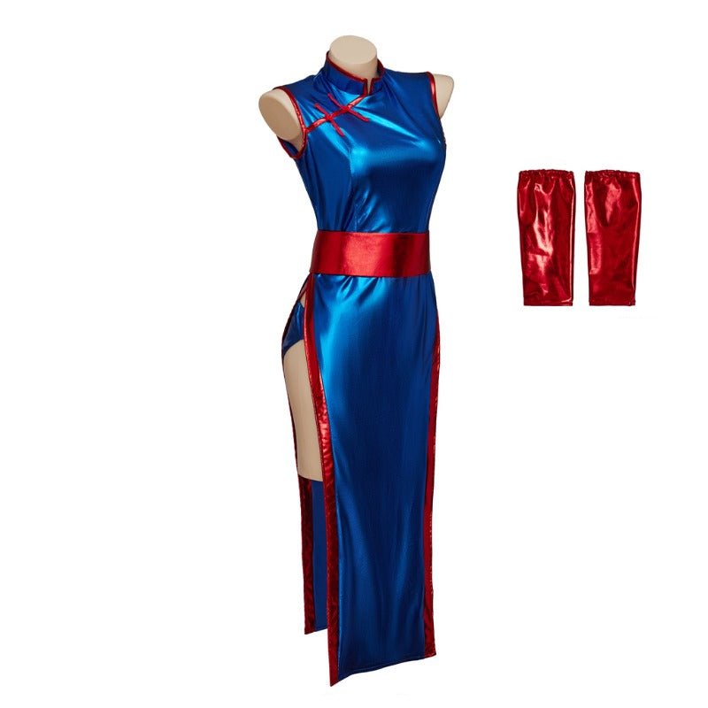 Costume Cosplay Chichi Dragon Ball - Robe Cheongsam Bleu Sexy