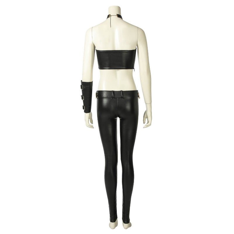 Costume Cosplay Trish DMC 5 - Haut Tube et Pantalon en Cuir PU Noir Ensemble Complet pour Halloween