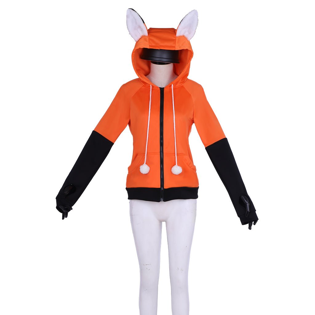 Hoodie Zippée Oreilles de Renard - Velours Orange Costume Cosplay Personnalisé