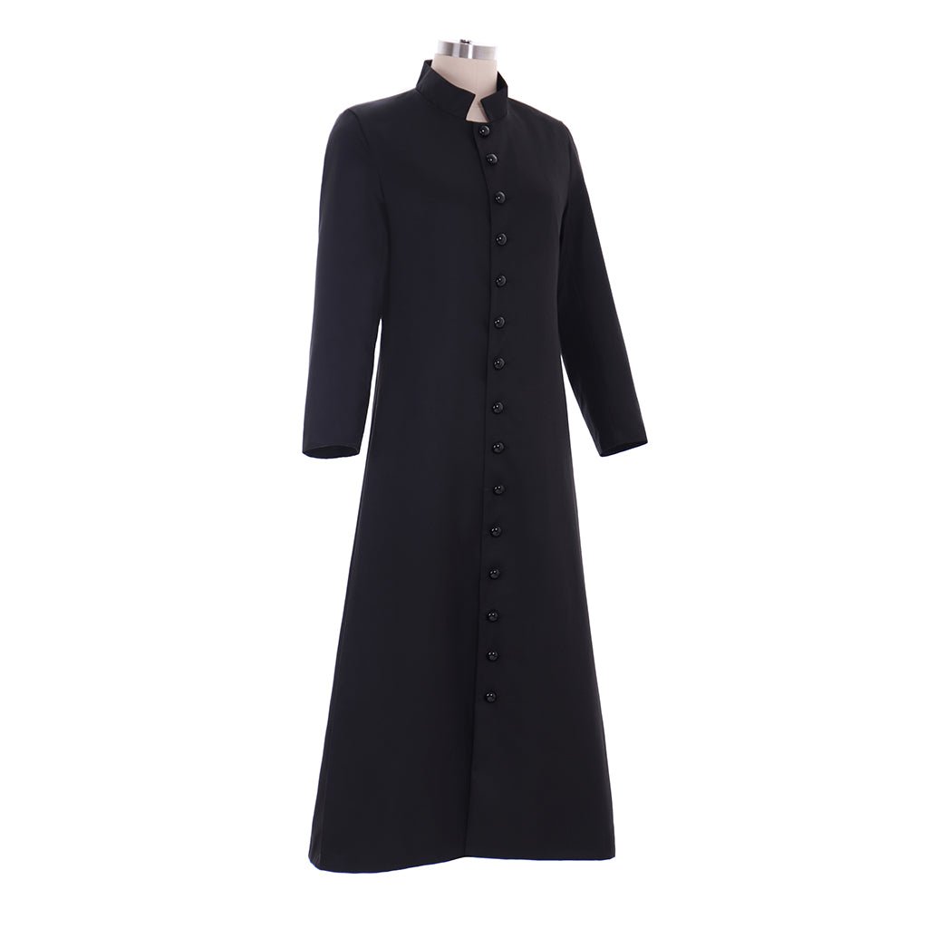 Robe de Clergé Noire pour Hommes - Costume de Prêtre avec Col Montant pour Usage Religieux et Cosplay