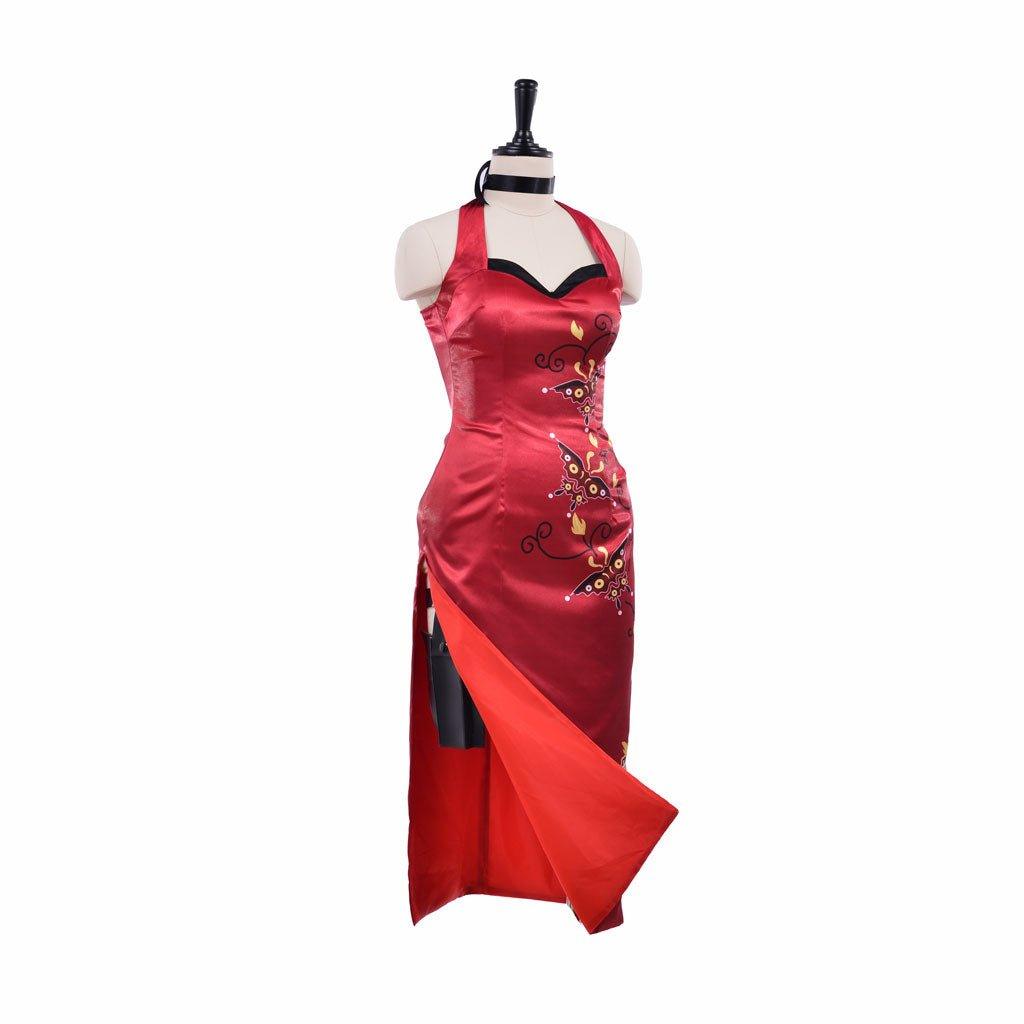 Costume Cosplay Ada Wong Robe Cheongsam Rouge Imprimée | Resident Evil Film