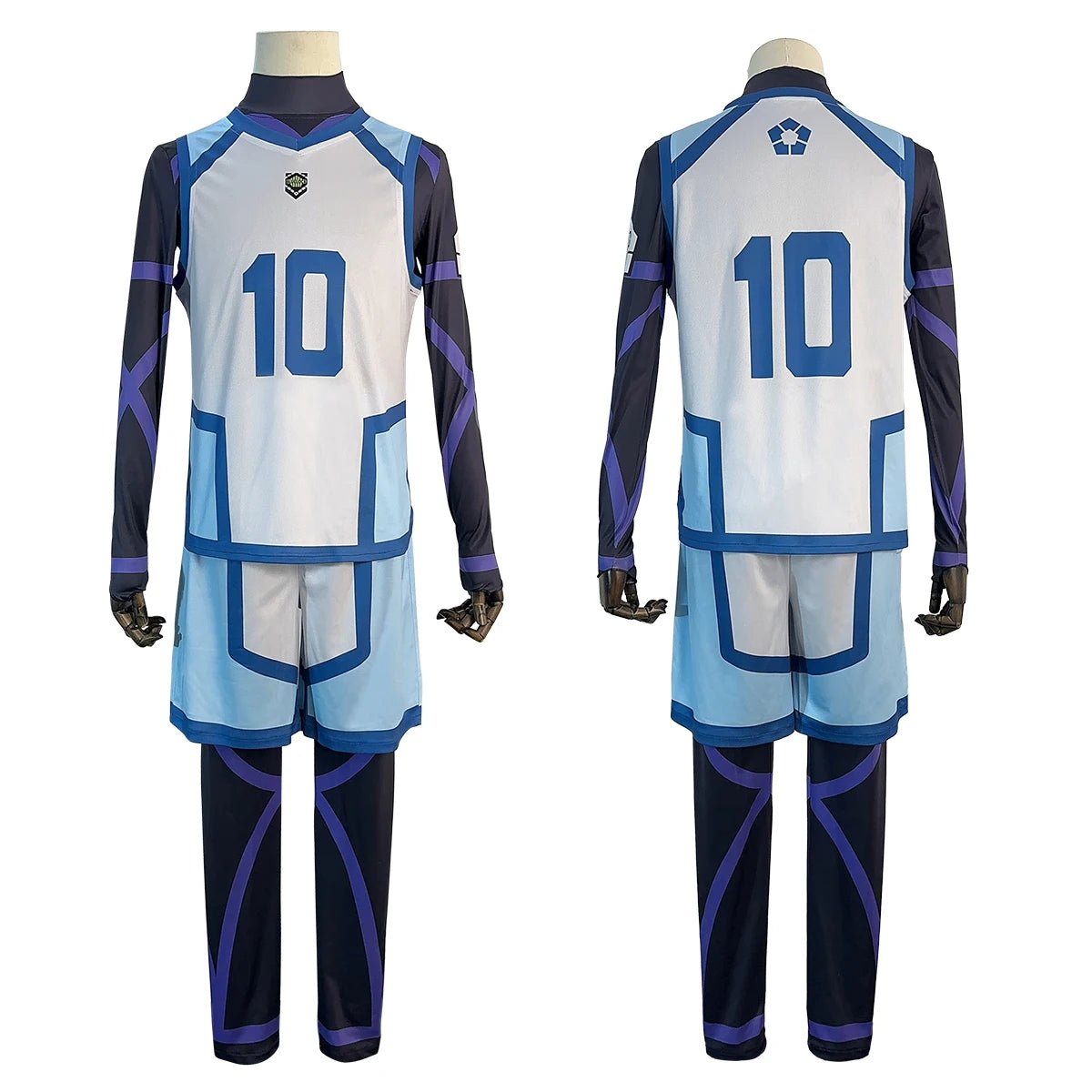 Costume Cosplay Reo Mikage Blue Lock Saison 2 - Perruque NO.10 Maillots d'entraînement 4PCS Uniforme de Football