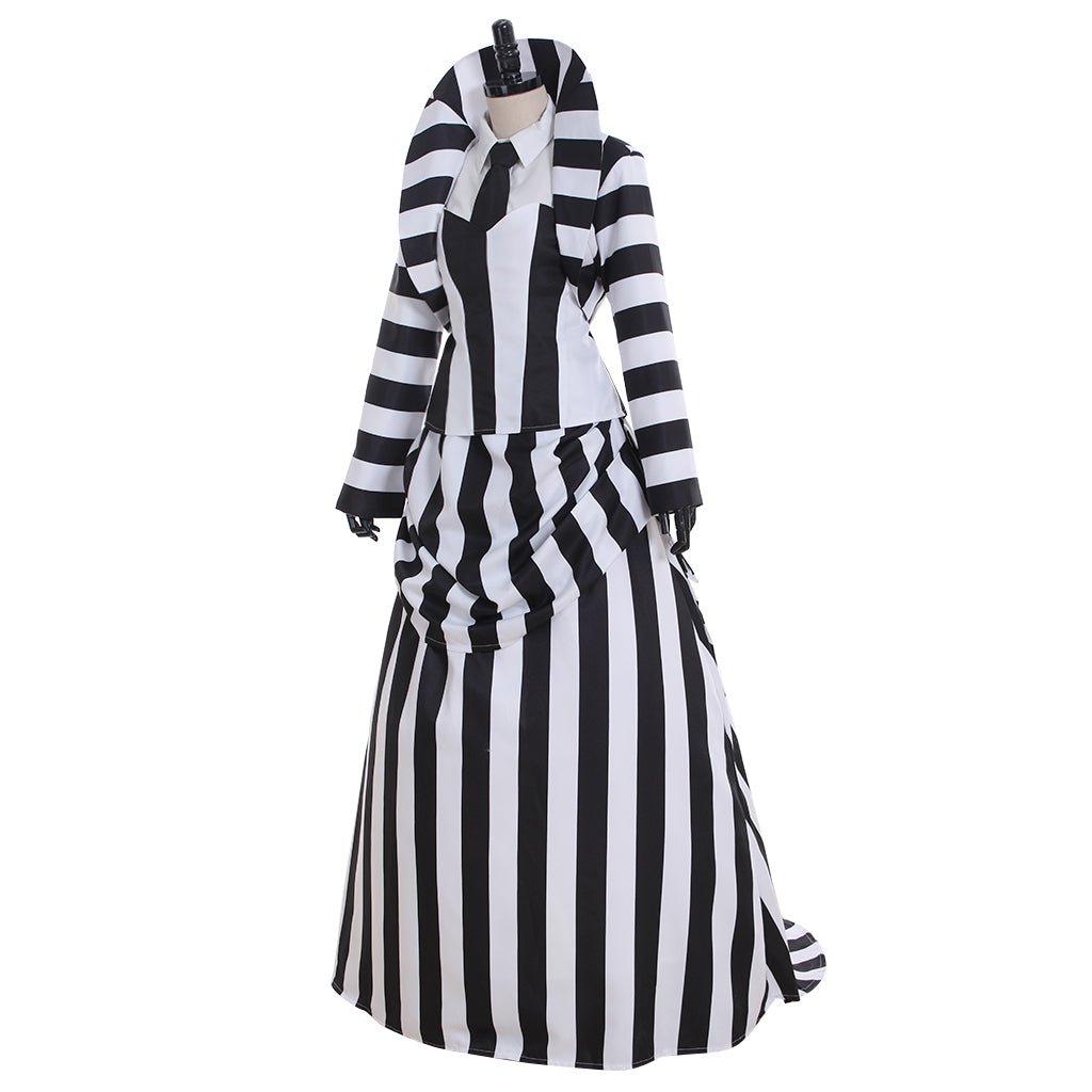 Costume Cosplay Deluxe Rayures Noir et Blanc | Tenue de Performance Élégante Vintage