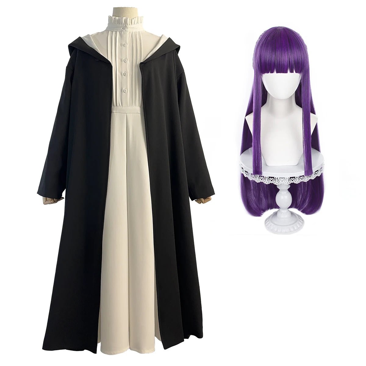 Costume Cosplay Fern de Frieren: Beyond Journey's End - Perruque, Cape, Robe - Cadeau Noël & Nouvel An