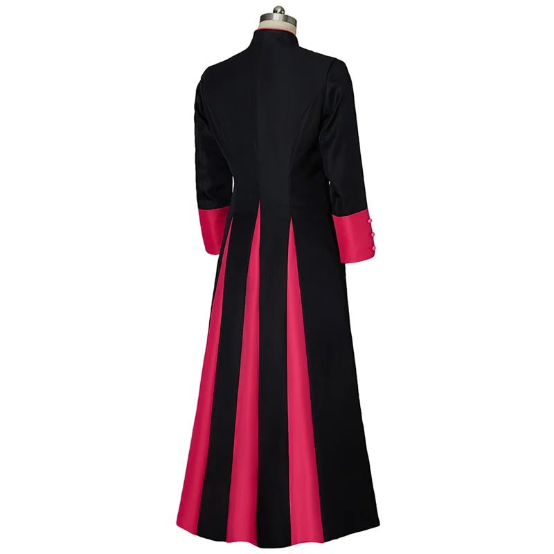 Robe de Clergé Médiéval - Noir & Rouge Cassock de Pasteur Romain pour Hommes | Série Médiévale L'AniMirage
