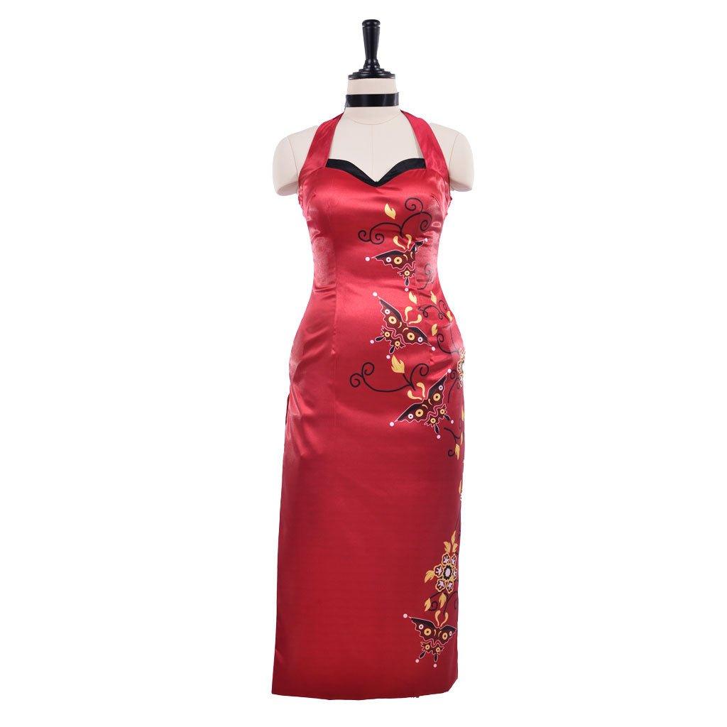 Costume Cosplay Ada Wong Robe Cheongsam Rouge Imprimée | Resident Evil Film