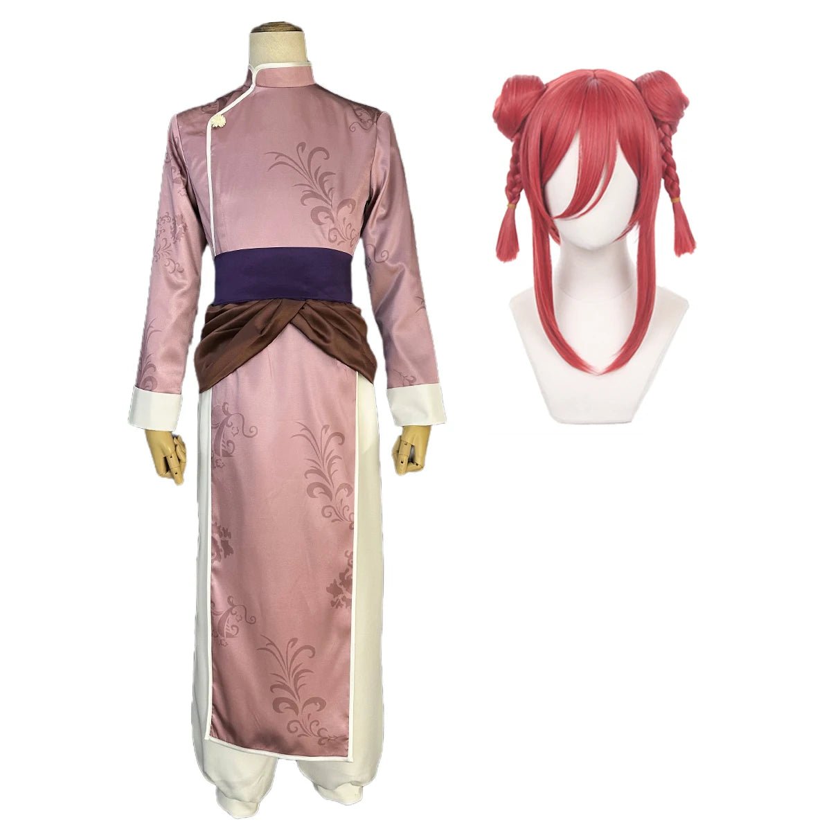 Costume Cosplay Chigiri Blue Lock Chine Kung Fu Tang Suit Perruque Fibres Synthétiques Rose Taille Ajustable Cadeau Fête