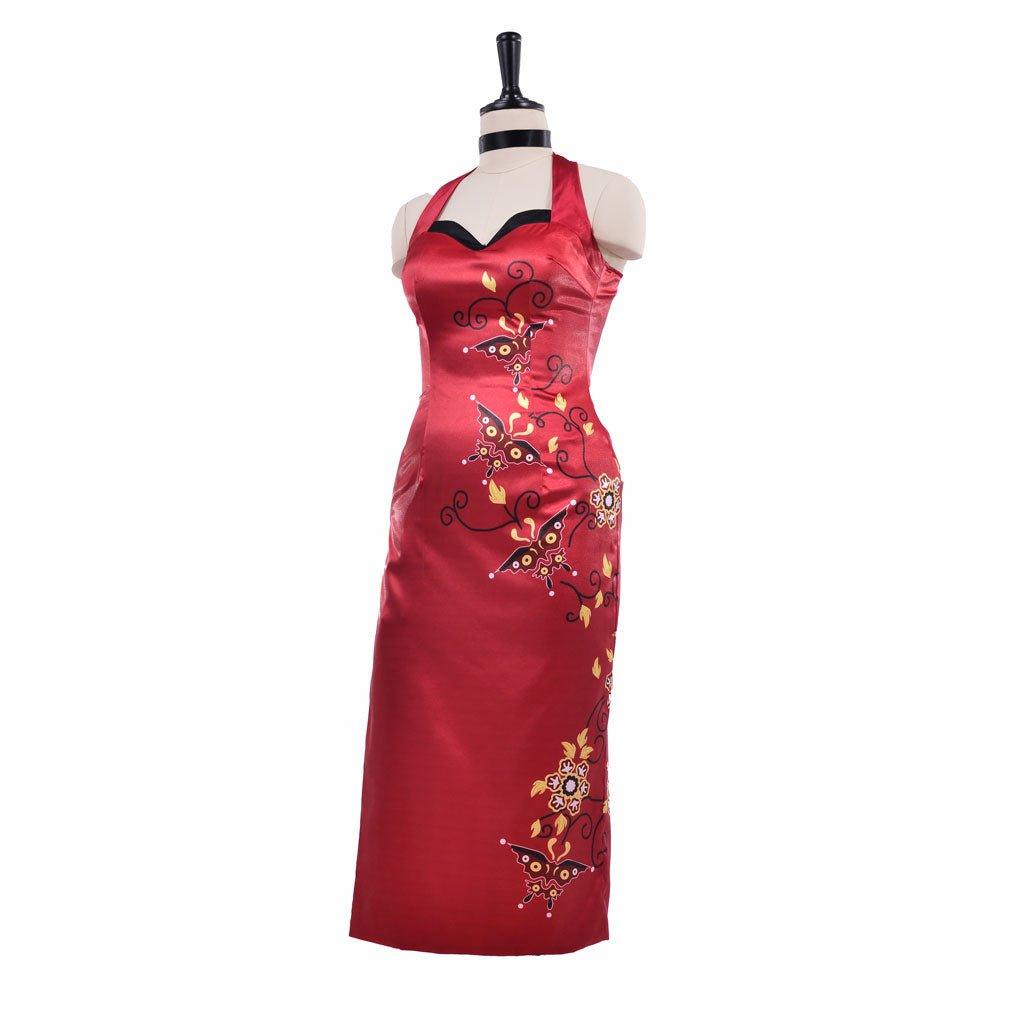 Costume Cosplay Ada Wong Robe Cheongsam Rouge Imprimée | Resident Evil Film