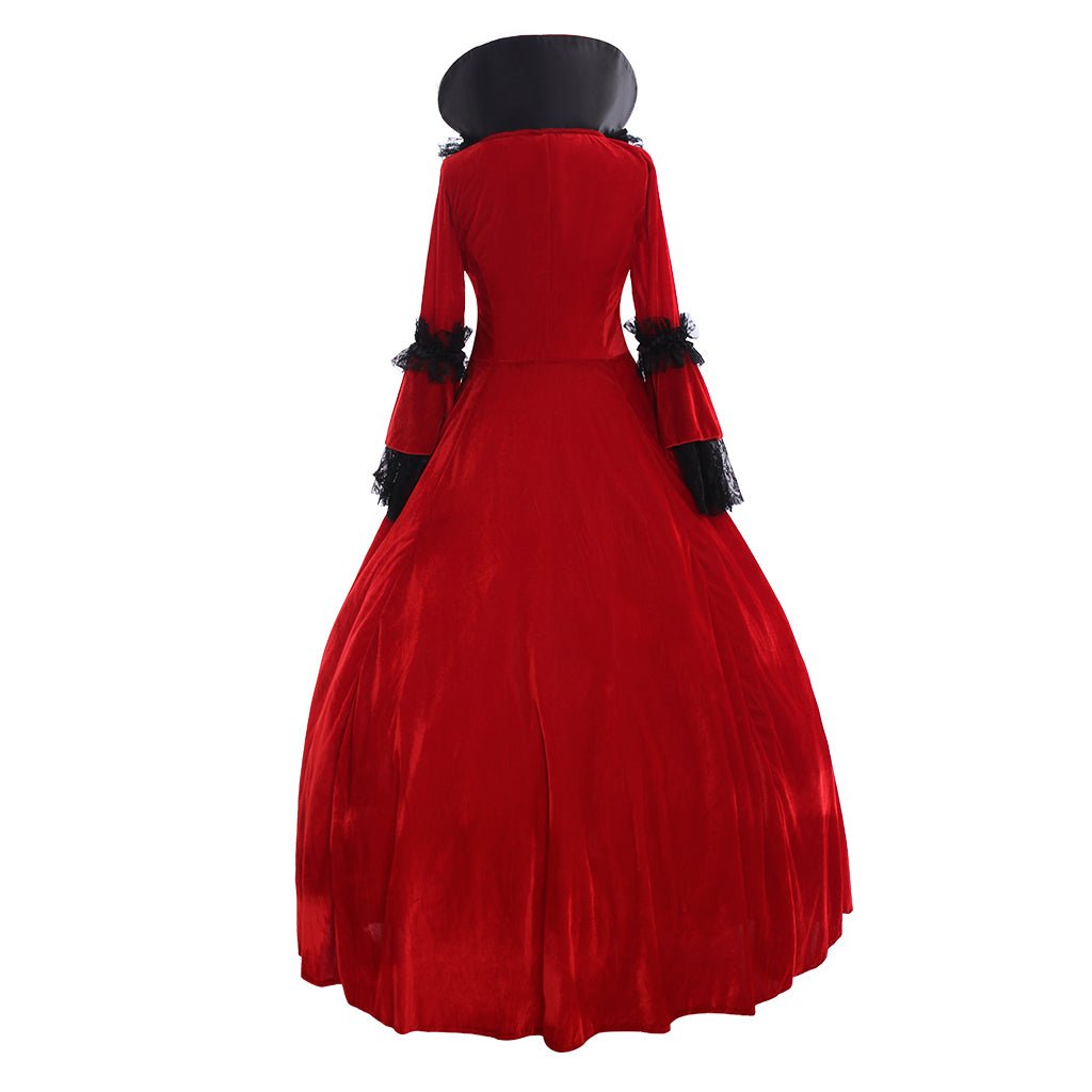 Robe Gothique Femme Imprimée Fleurs Retro Manches Cloche Encolure Carrée Jupe Volante Longue pour Automne Hiver