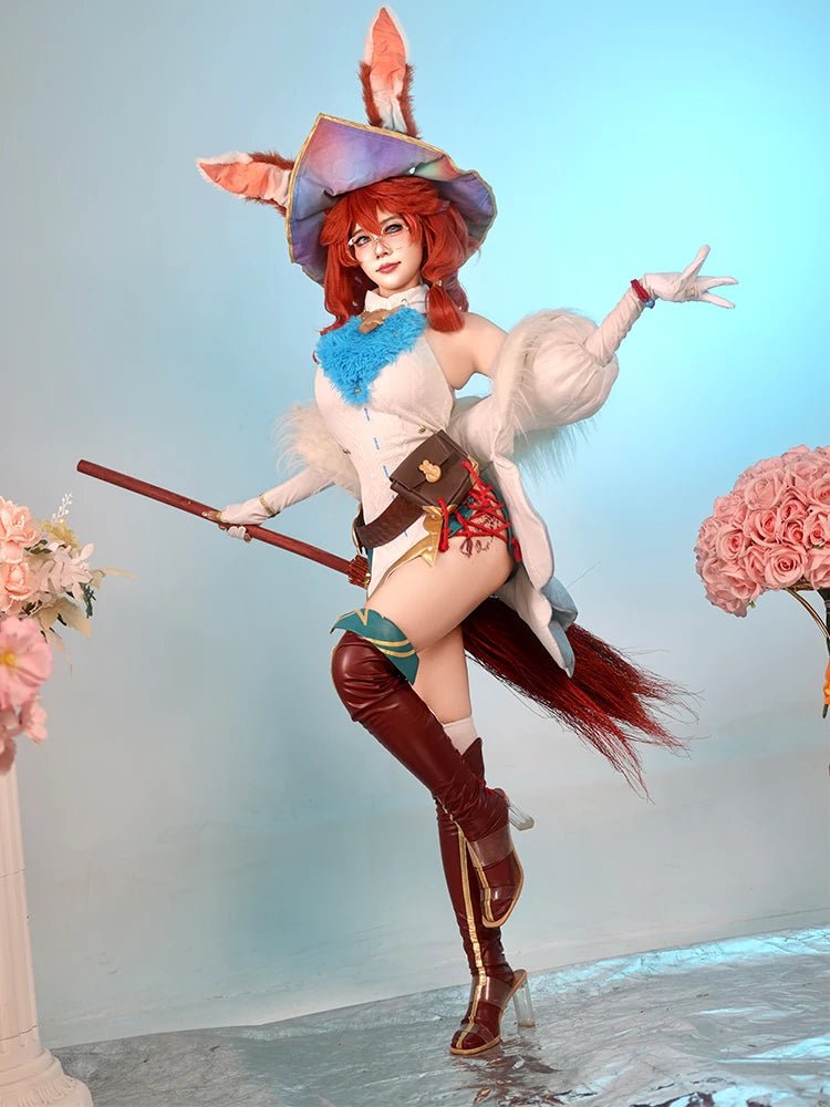 Costume Cosplay LOL Aurora La Sorcière Entre Les Mondes pour Femme avec Chapeau