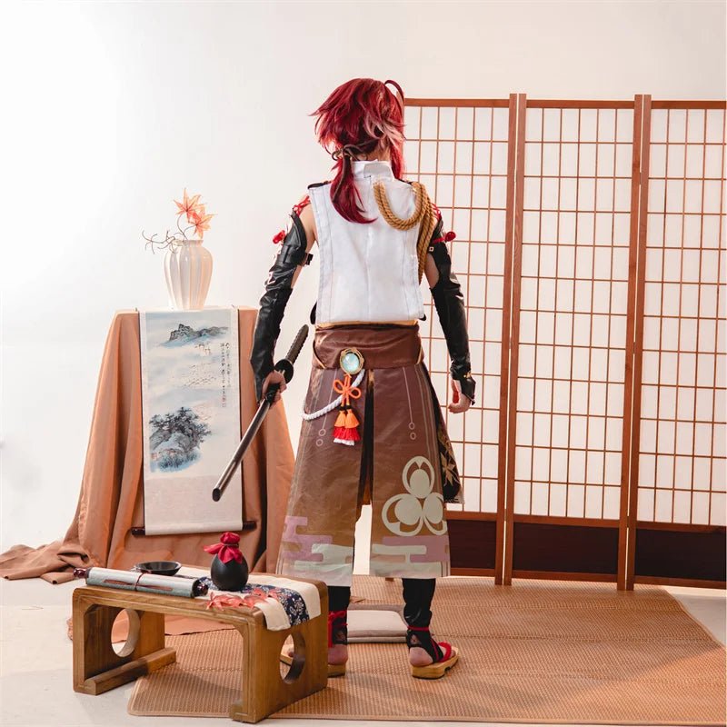 Costume Cosplay Shikanoin Heizou Genshin Impact Brun Homme - Ensemble Complet pour Halloween et Conventions