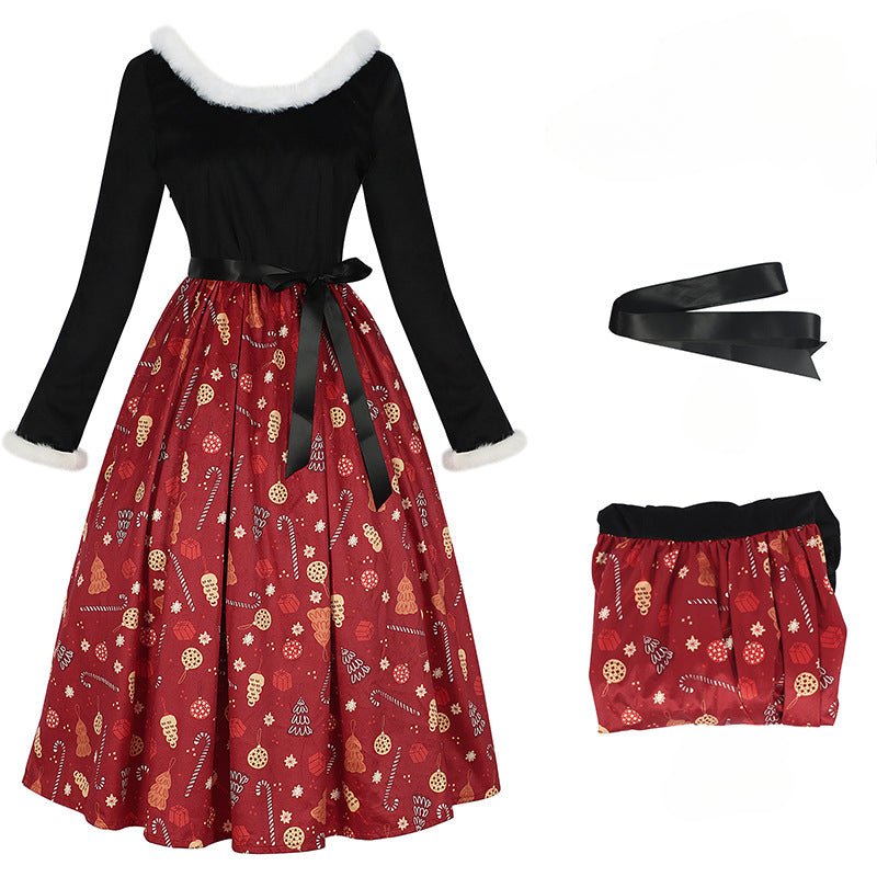 Robe Cosplay Thème Noël Imprimée pour une Ambiance Familiale