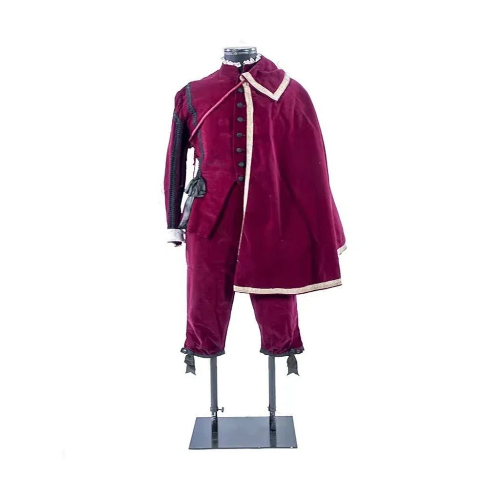 Costume Renaissance Homme Roi Tudor 15e Siècle - Robe Royale Rouge avec Cape | L'AniMirage Série Médiévale