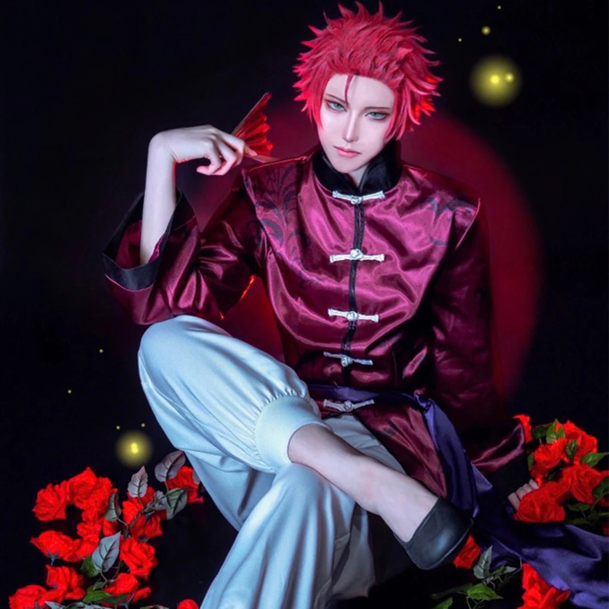 Costume Cosplay Sae Itoshi Blue Lock Chine Kung Fu Tang avec Perruque et Filet Rose Taille Adjustable