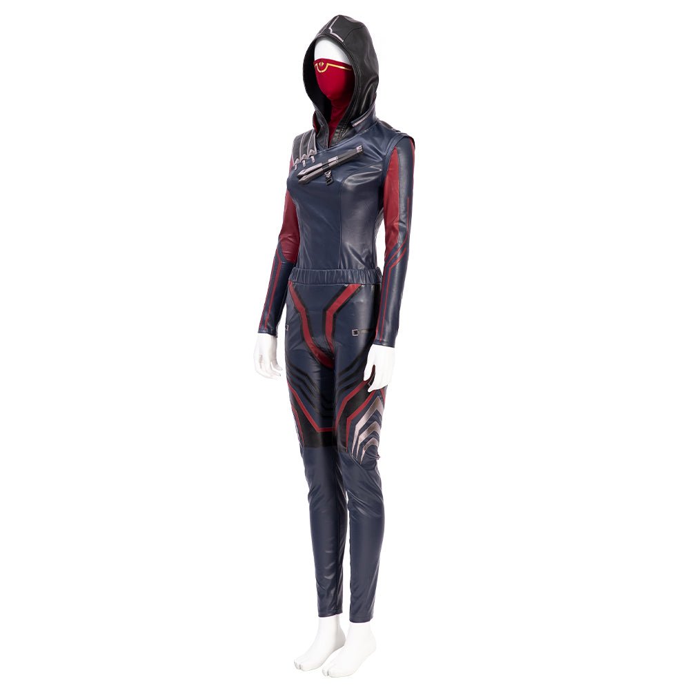 Costume Cosplay Apex Legends Wraith pour Femmes - Tenue de Combat Esprit Malin avec Masque et Accessoires pour Halloween