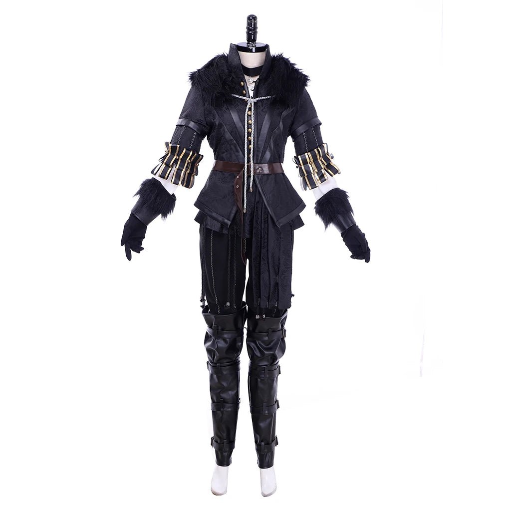Costume Cosplay Yennefer pour Femmes - Uniforme Noir Rétro - Déguisement Sorcière pour Fête d'Halloween et Carnaval