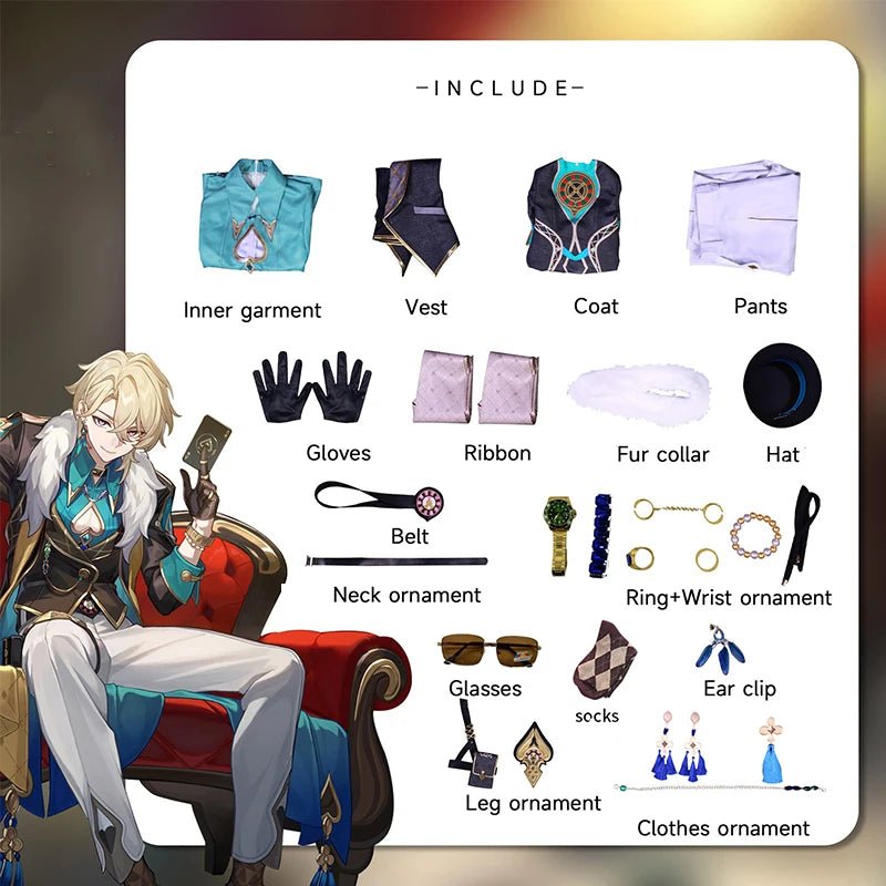 Costume Cosplay Aventurine Honkai Star Rail - Colleagues de Topaz pour Hommes, Fête d'Halloween