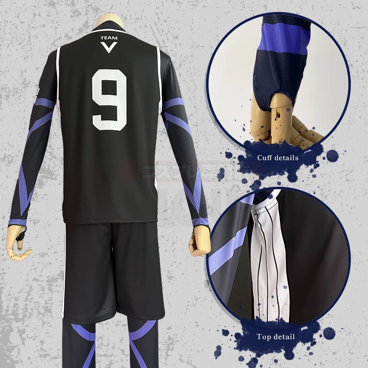 Costume Cosplay Reo Mikage Blue Lock - Maillot d'Entraînement de Football Noir et Perruque Synthétique Rose