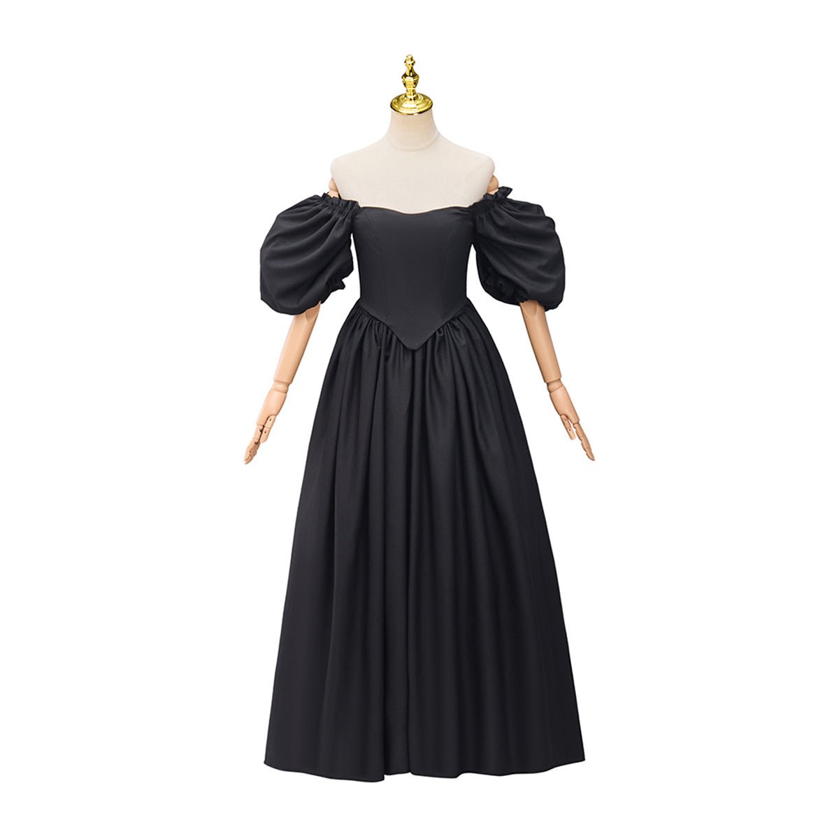 Robe Victoria Noir Épaule Dénudée – Costume Cosplay Gothique Victorien Élégant