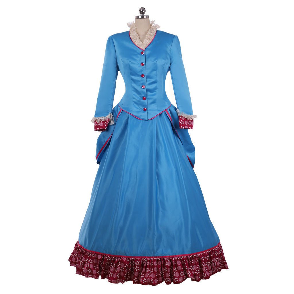 Robe Bustle Victorienne Bleue Guerre Civile | Costume Sur Mesure pour Femme