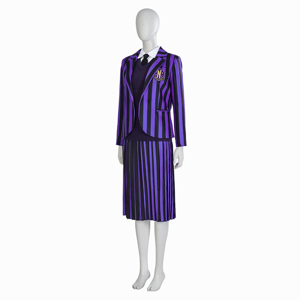 Costume Cosplay Mercredi Addams - Uniforme Scolaire Gothique pour Anime, Fête et Halloween