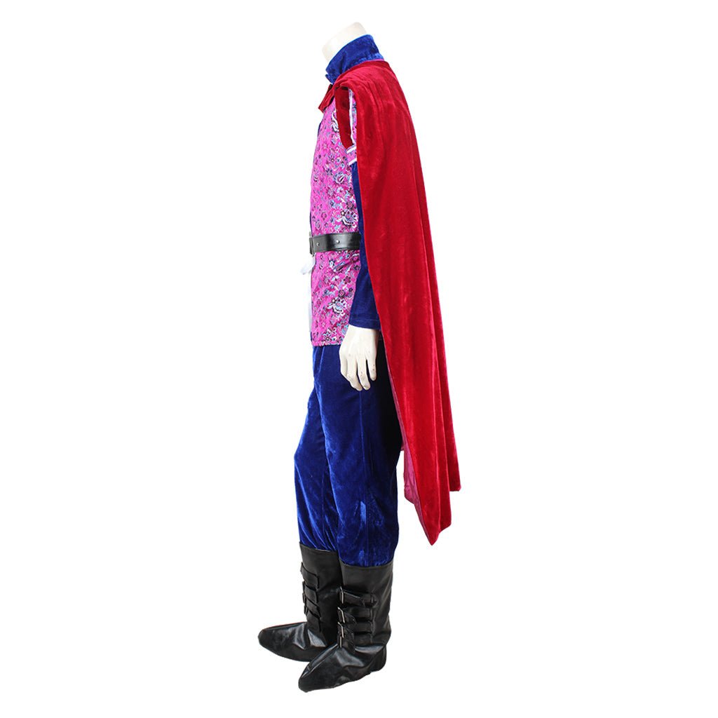 Costume de Cosplay Prince Médiéval | Ensemble Complet Velours Rouge et Bleu pour Hommes | Halloween et Fêtes