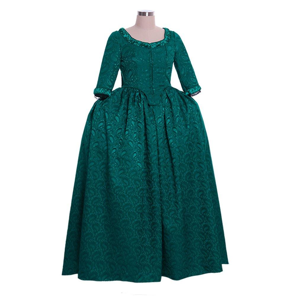Robe en brocart vert inspirée de Marie-Antoinette du 18ème siècle par L'AniMirage