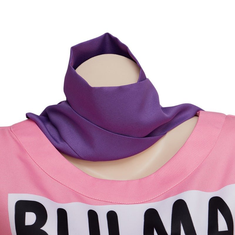 Costume Cosplay Bulma Dragon Ball Robe Rose avec Accessoires