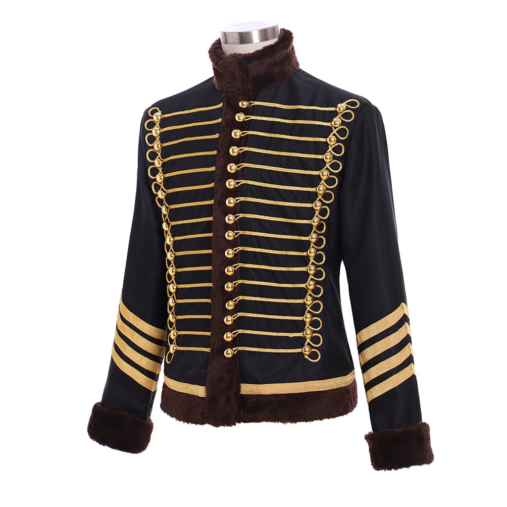 Veste Tudor Homme du 18e Siècle - Noir et Or à Double Boutonnage pour Cosplay Médiéval