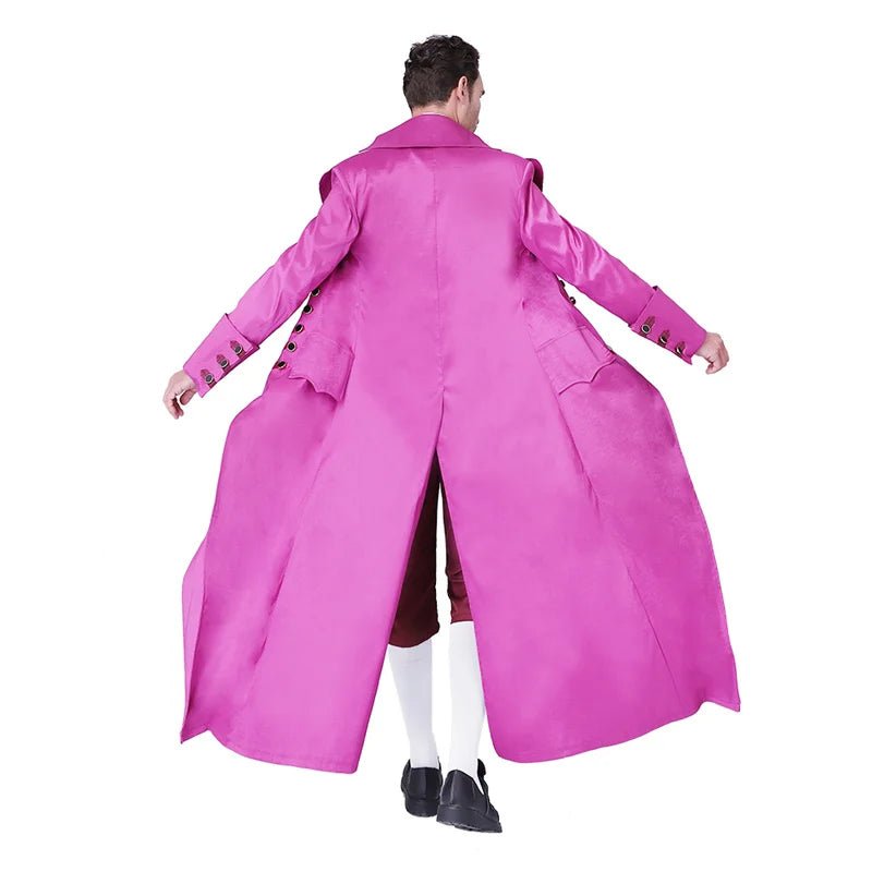 Costume Cosplay Homme Médiéval Rose Rouge - Veste et Pantalon de Cour Européenne | Uniforme Royal
