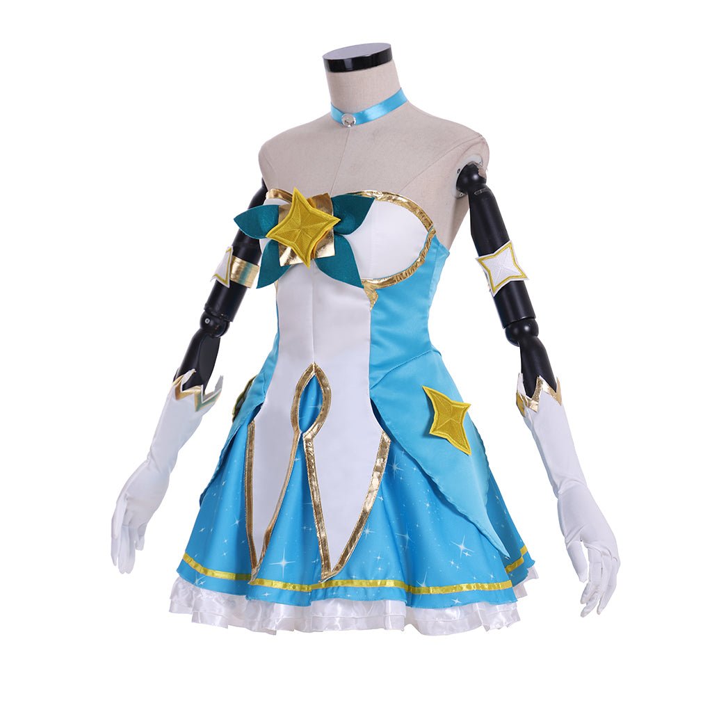 Costume Cosplay LOL Soraka – Peau Nouvelle Guardian Robe Tube Bleu pour Femmes & Filles