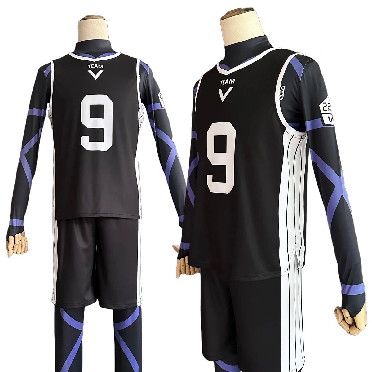 Costume Cosplay Reo Mikage Blue Lock - Maillot d'Entraînement de Football Noir et Perruque Synthétique Rose