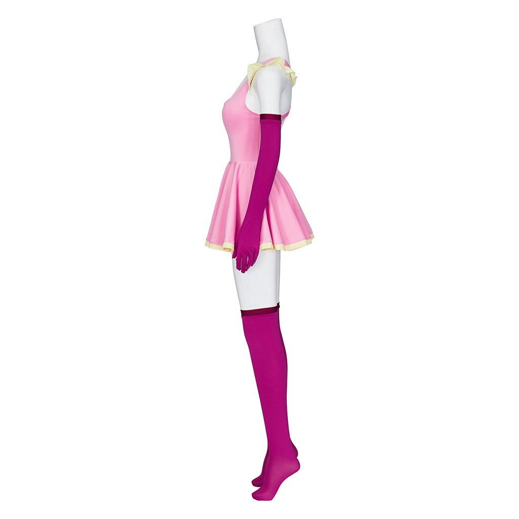Costume Cosplay Anime Me!Me!Me! MeMeMe-chan Robe Rose avec Gants et Collants | Déguisement Halloween pour Femmes et Filles