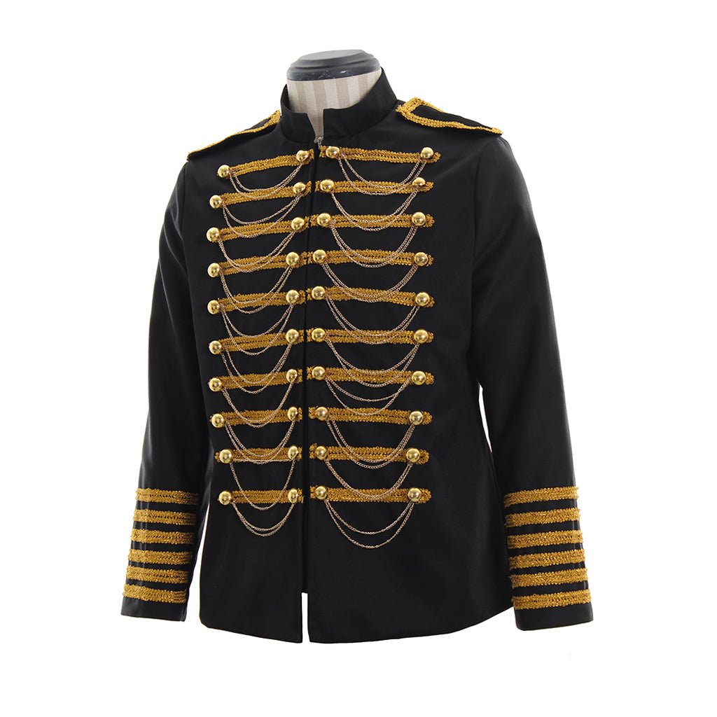 Veste Militaire Classique Homme à Double Boutonnage Brodée | Noir Rouge pour Bal, Mariage et Spectacle